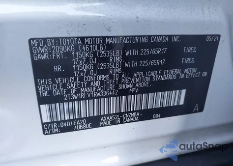 2024 Toyota Rav4 Xle z USA, uszkodzony, nr VIN 2T3W1RFV1RW336442